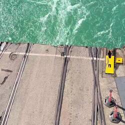 Two 5-metre diameter screws push us along at around 16 knots (18 mph)