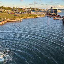 Turning... slowly. The other vessel is the old sister-ship, S.S. Spartan, laid up.