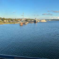 We drop the port anchor (noisily) and commence the about-turn for docking at Ludington