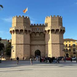 City gate with Valencian flag