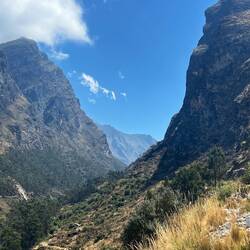 The deep valley we are climbing