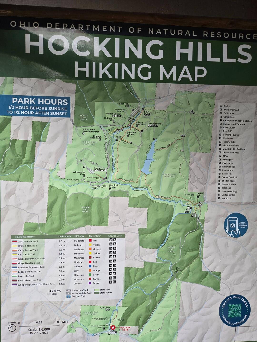 Map of the Park. We did the blue trail.