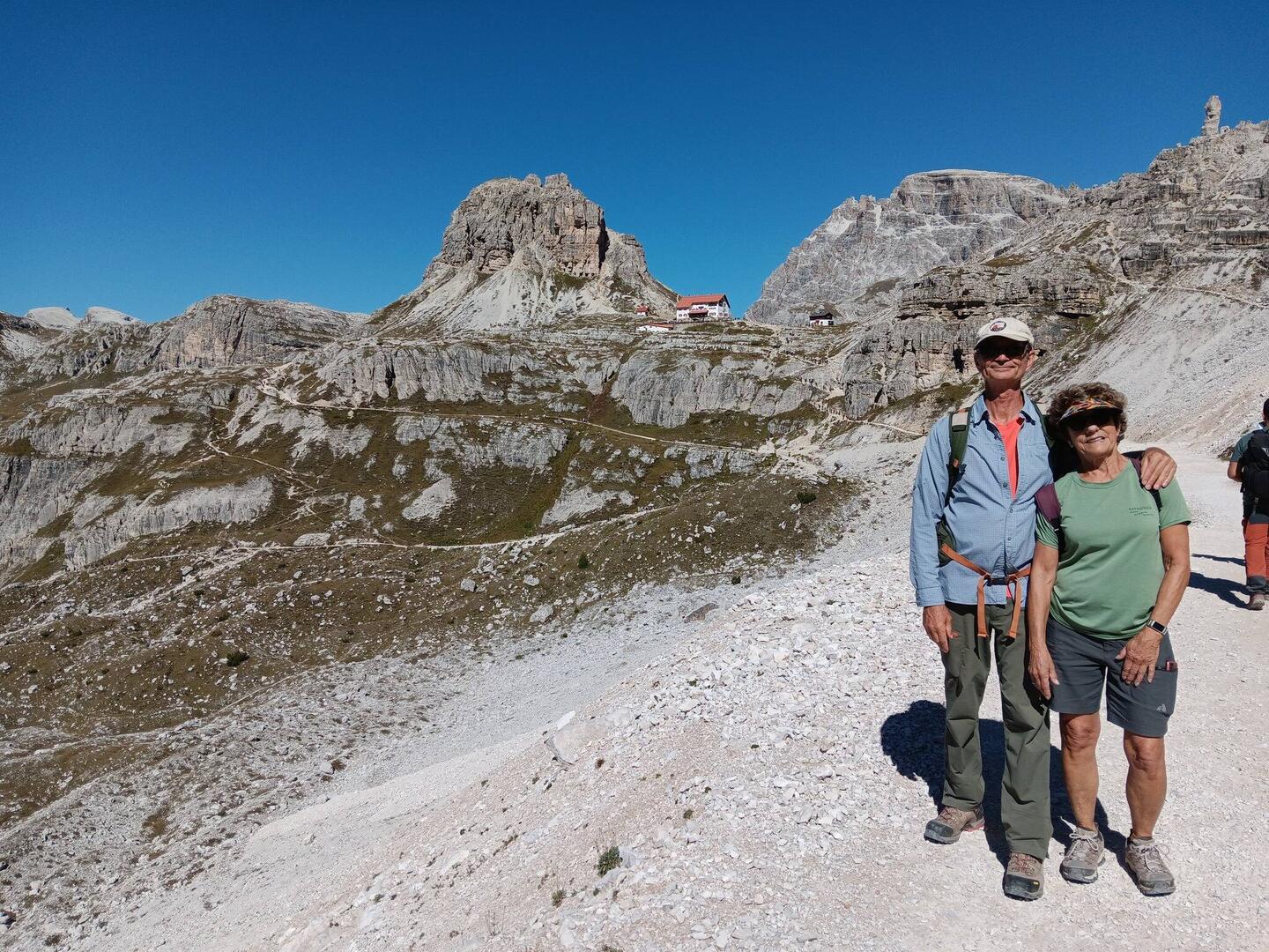 Hiking with the main refugio in the background