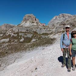 Hiking with the main refugio in the background