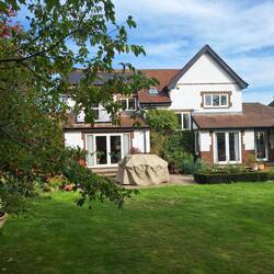 The back view of the Colebank's 100 year old beautiful home.