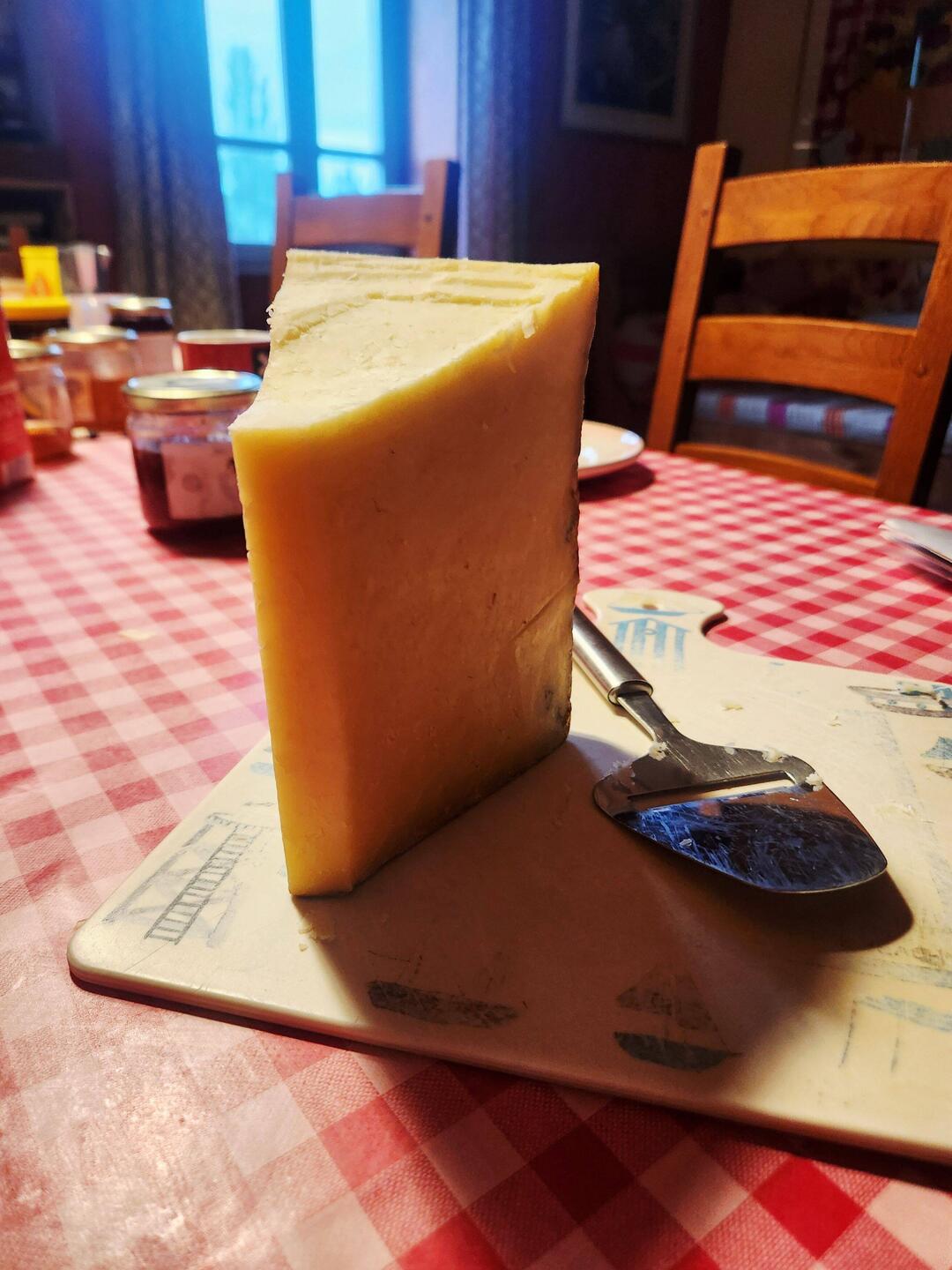 Big cheese for breakfast on very dense rye bread