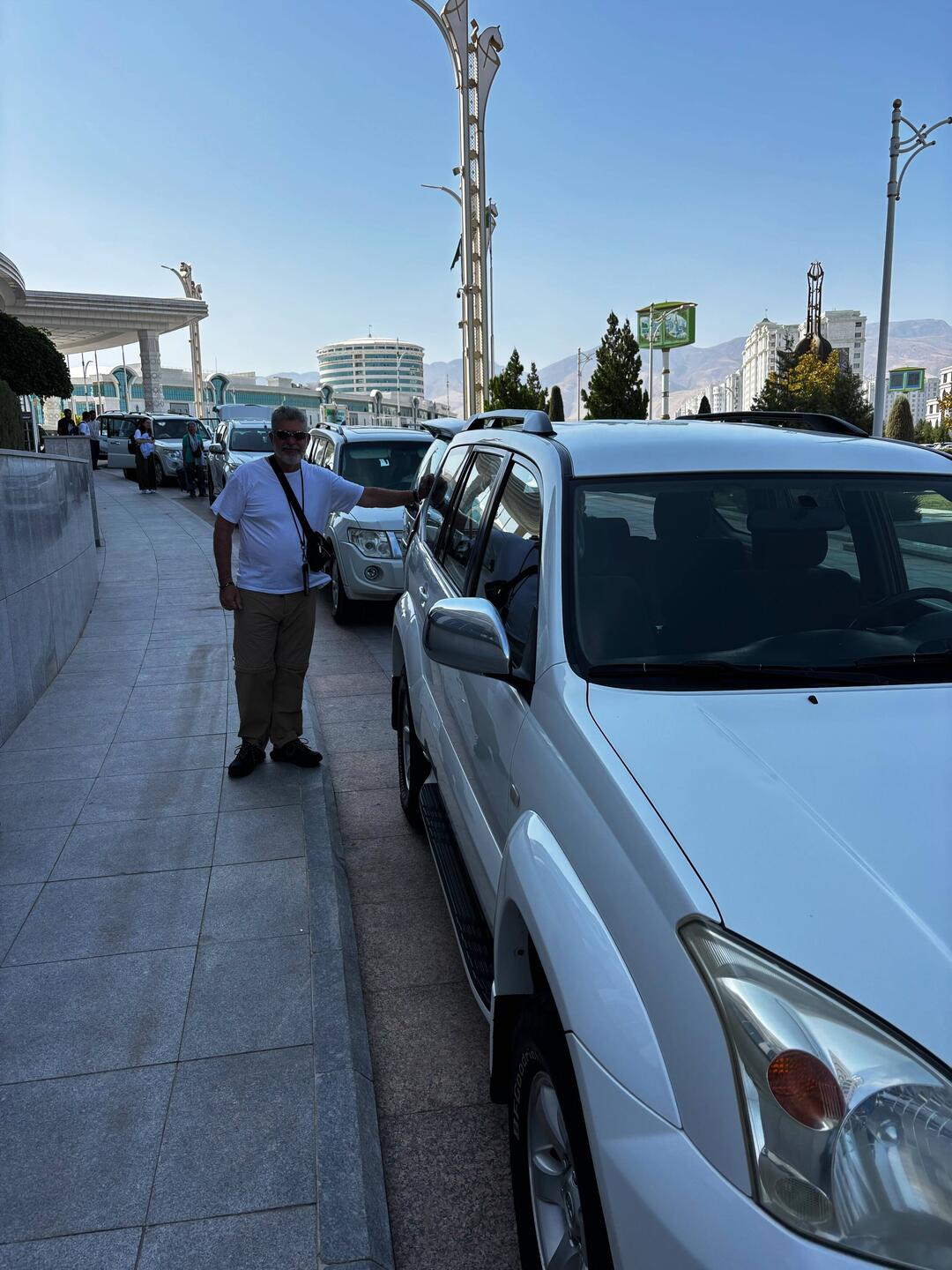 The four white vehicles ready to roll