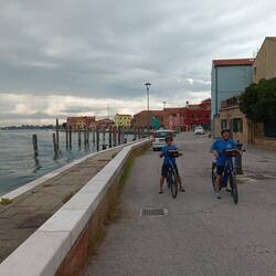 Bicycling Pellestrina Island. Anna, Jim, Dan, Joanne