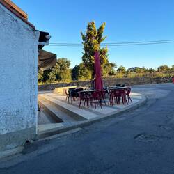 This is what we look for every morning and most afternoons. Chairs outside means coffee shop!