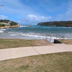 Port Campbell Beach from the shore. Very windy