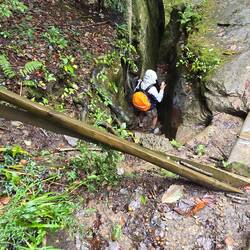 Deb on her way down. It was steep and narrow