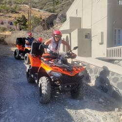 Lori and I trying them out. It's the first time I've been on an ATV and I loved it.