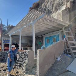 Many buildings carved into the rocks.