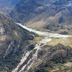 Run off from the glacier forms cascades