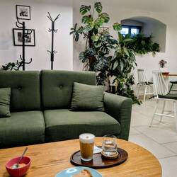 At Martineum Café - Pear-Caramel Cheesecake (wtf so delicious) and an iced coffee