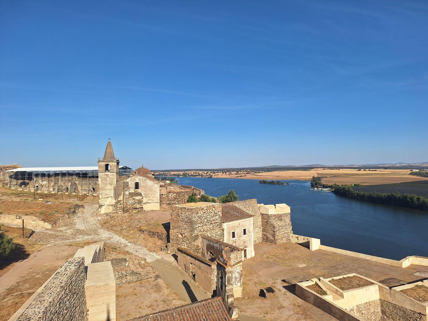 Juromenha fortress, Guardiana River, and Spain on the other side.