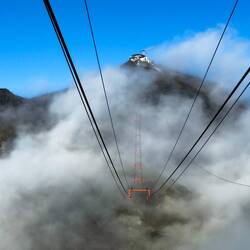 Piz Gloria from the cable car as we continue to the Birg Station — Switzerland.