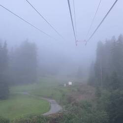 Heading up from Mürren to Birg on the cable car — Switzerland.
