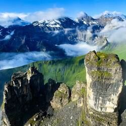 Scenery from the cable car on the way to the Birg Station — Switzerland.