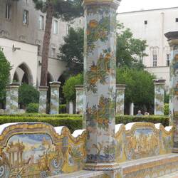 Majolica tiles in Santa Chiara cloister