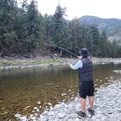 Trying our luck at fly fishing