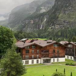 Many more waterfalls today ... some a trickle; others being fed by the continuous rain — Kandersteg.