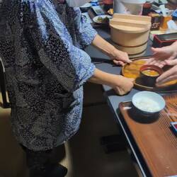 Our beautiful Okasan serving breakfast