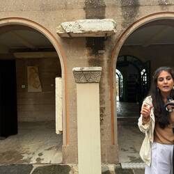 Menorah carved into the marble pillar - proof of Jewish influence in Corinth