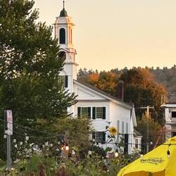 Evening light on near by church.