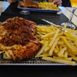 Dinner. Very tasty but we couldn't manage most of it!