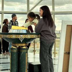 People line up to touch the handprint of Kazakhstan's first president since independence