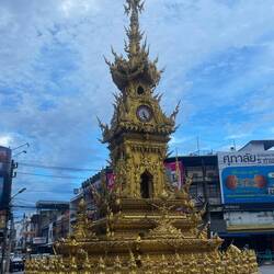 Beautiful clock tower in middle of city