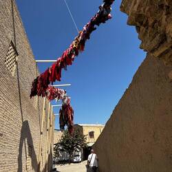 This installation was made from hundreds of scarves collected from Bukhara women