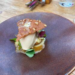 Rooibus ice cream with apple cider vinegar caramel