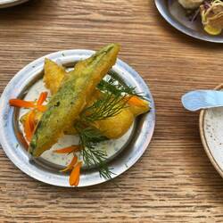 Squash tempura with dill and buttermilk