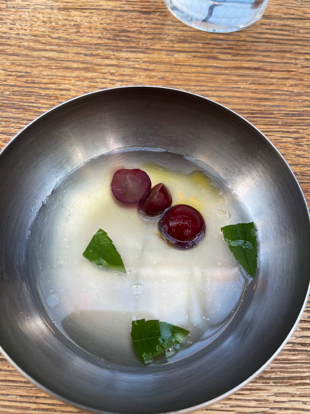 Tomato juice lemon verbena grapes