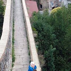 The long narrow wall seen from the tower