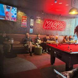 Catching the Australian Rules Football men's final match at Kicks Sports Bar, Melbourne