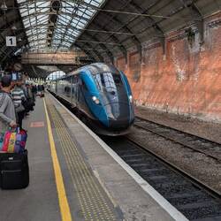 On Plattform 1 is arriving the TransPennineExpress to Manchester