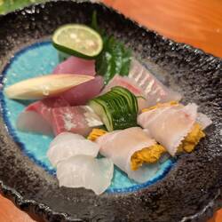 Sashimi including uni (sea urchin), which I've wanted to try for ages - it's so subtle and creamy!