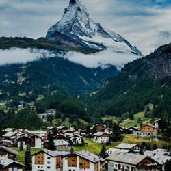 And again ... Matterhorn with Zermatt village ... from the Gornergrat train — Switzerland.