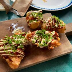 Fried monkfish with bbq sauce