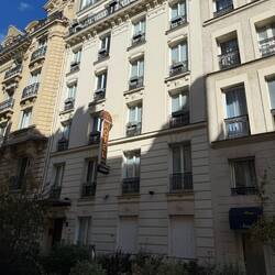 Our hotel in Paris. We are on the 5th floor where you can see the balconies