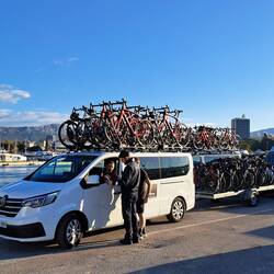 Our bikes and van getting on the ferry