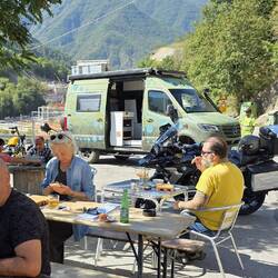 Pit-stop on the motor cycle route in the Appenin mountains.