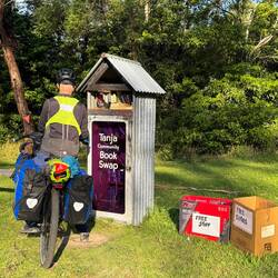 Hoping to find a small book to read at the book swap