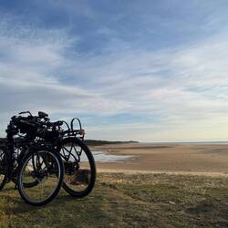 View of Thom and Pete from our tent at Brou Lake