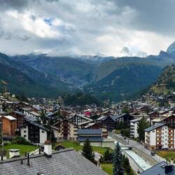 The view from our apartment ... Zermatt Village and the Matterhorn.