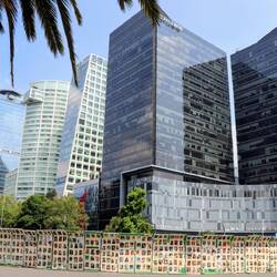Skyscrapers and a square full of portraits of missing people... A dark side of ​​Mexico.