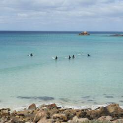 Calm waters in Geographe Bay and a surf school